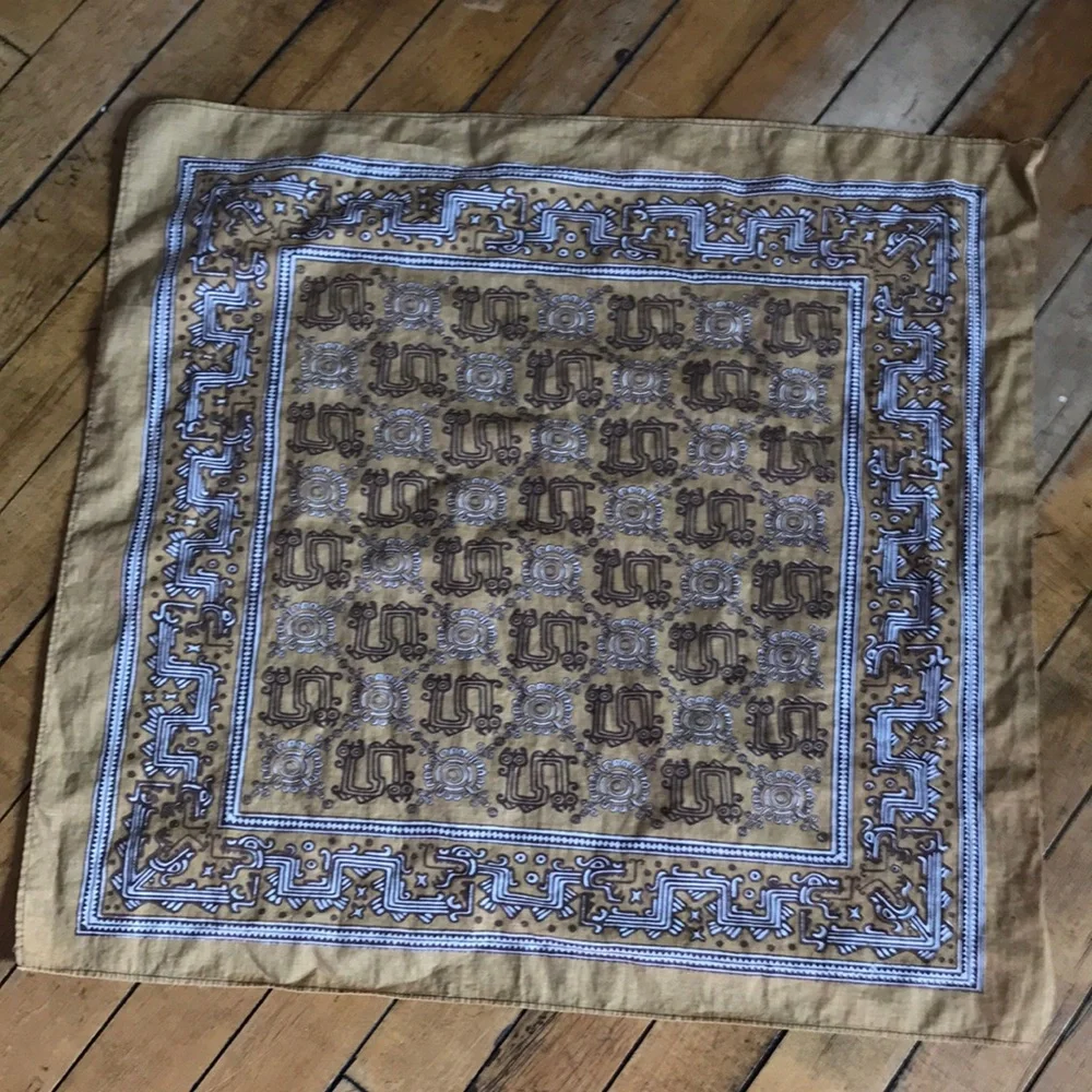 Elegant Brown and Blue‎ Patterned Scarf